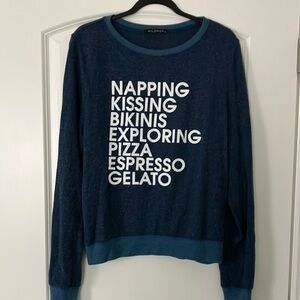 Wildfox Navy Baggy Beach Jumper Napping Kissing Bikinis, Medium